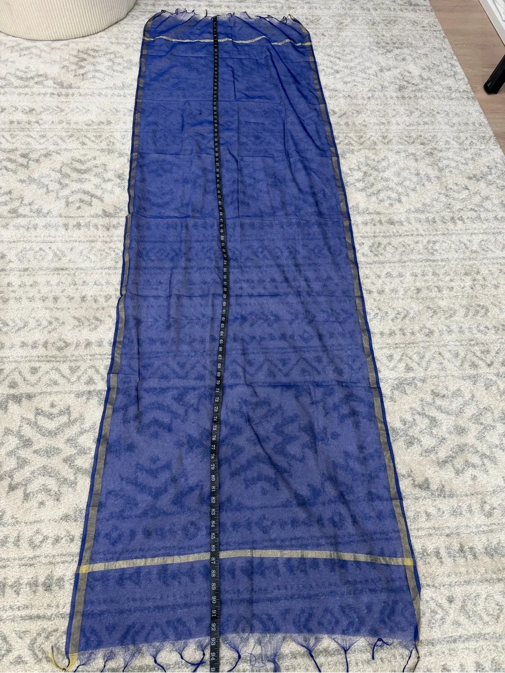 Royal Blue Gold Sheer Indian Dupatta Scarf 96”